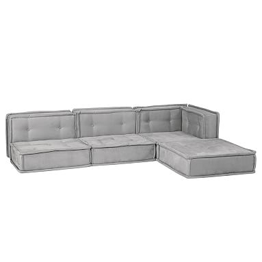 Cushy Lounge Super Sectional Set, Light Gray Faux-Suede, QS EXEL - Image 1