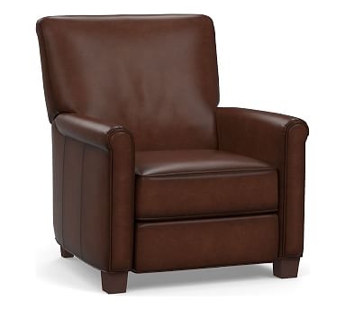 Irving Roll Arm Leather Power Recliner, Polyester Wrapped Cushions, Burnished Saddle - Image 3
