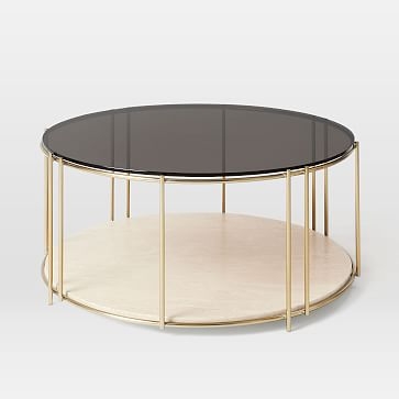 Messina Coffee Table, White Marble, Brass - Image 0