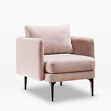 Auburn Chair, Light Pink Distressed Velvet Dark Walnut, White Glove - Image 0