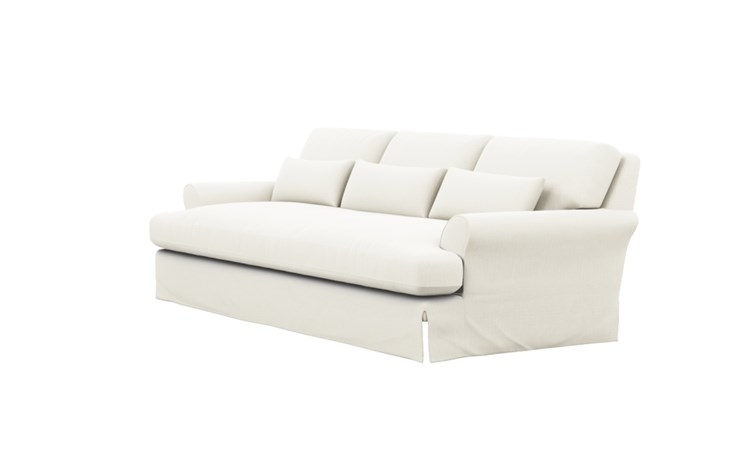 Maxwell Slipcovered Sofa with Ivory Fabric and Oiled Walnut with Brass Cap legs - Image 4