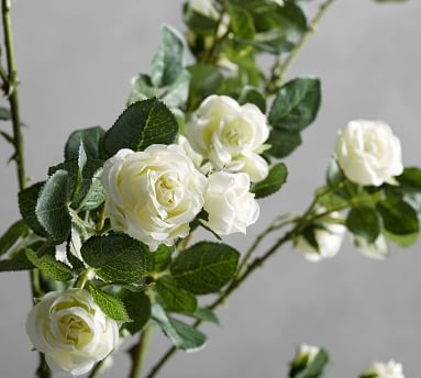 Faux Rose Branch, White, One - Image 1