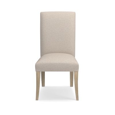 Belvedere Dining Side Chair, Chunky Linen, Natural, Heritage Grey Leg - Image 0