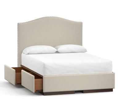 Raleigh Upholstered Curved Tall Storage Bed without Nailheads, Full, Twill Cream - Image 2