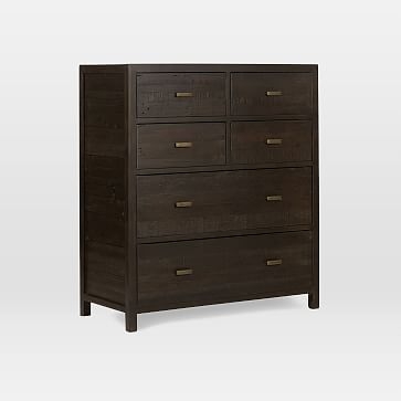 Modern Mixed Reclaimed Wood 6-Drawer Dresser, Dark Carbon - Image 0