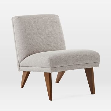 Carson Slipper Chair,, Chunky Basketweave, Stone, Pecan - Image 4