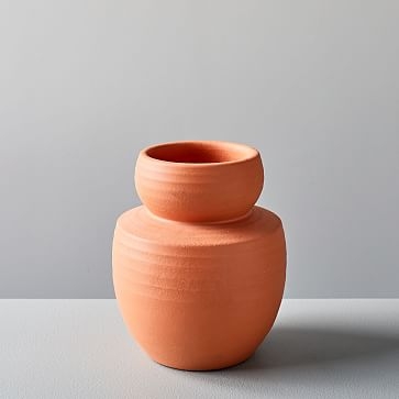 Rounded Terracotta Vase, Round, Terracotta - Image 0