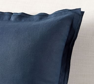 Belgian Flax Linen Flange Pillow Cover, 18", Ebony - Image 2