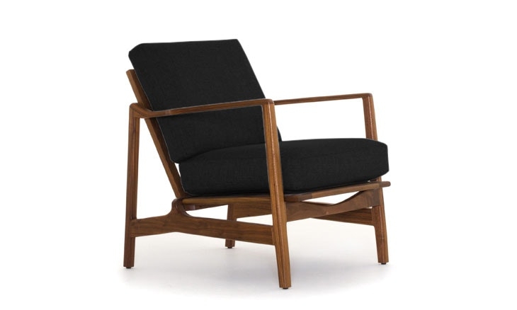 Black Graham Mid Century Modern Chair - Chance Charcoal - Walnut - Image 0