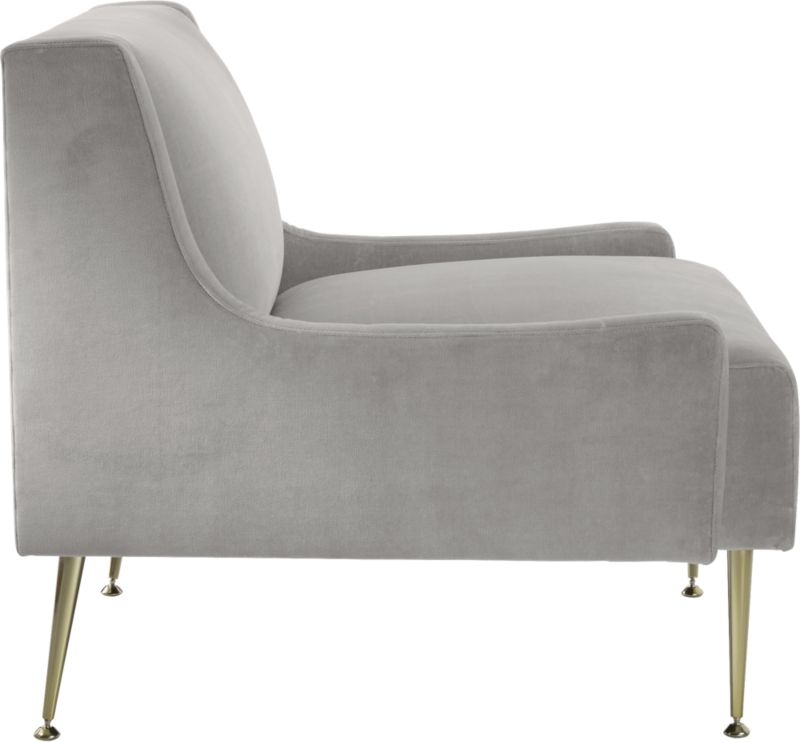 Regent Sharkskin Grey Velvet Wingback Chair with Brass Legs - Image 4