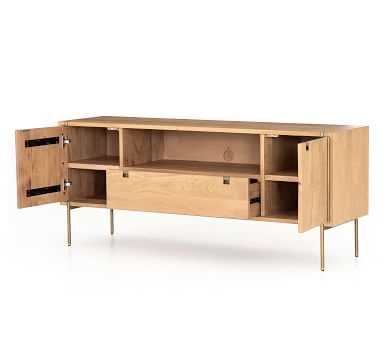 Archdale Media Console, Natural Oak/Satin Brass - Image 1