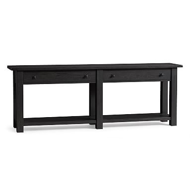 Benchwright 83" Wood Console Table with Drawers, Blackened Oak - Image 0