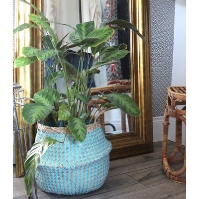 Natural Woven Wicker Tote Belly Basket - Image 0