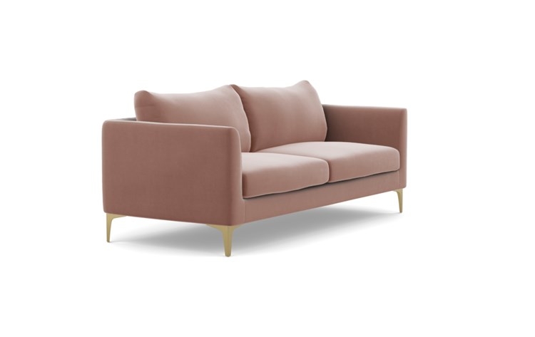 Owens Sofa with Blush Fabric and Brass Plated legs - Image 1