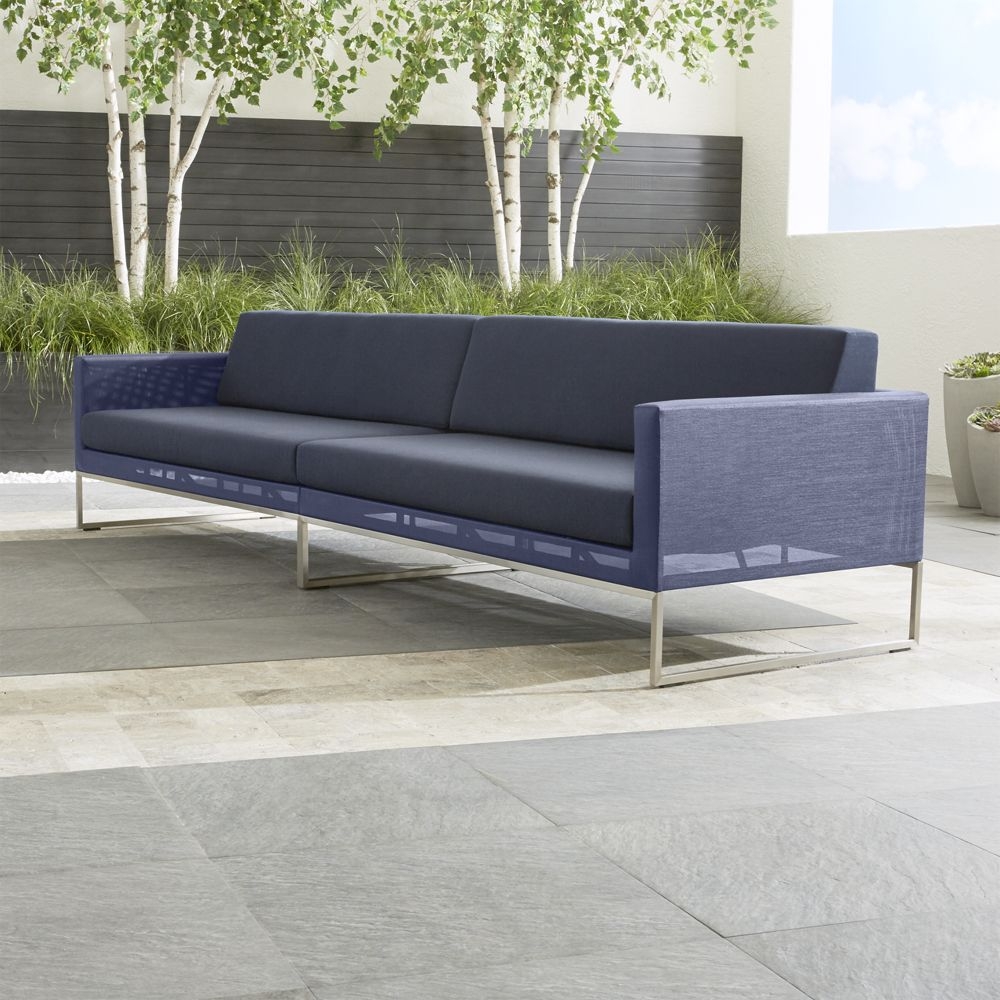 Dune Navy 2-Piece Outdoor Sectional Sofa with Sunbrella ® Cushions - Image 0