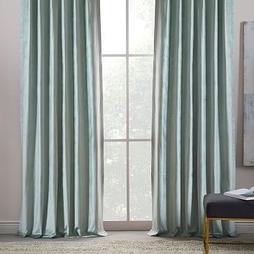 Luster Velvet Curtain, Pale Jade, 48"X108" - Image 0