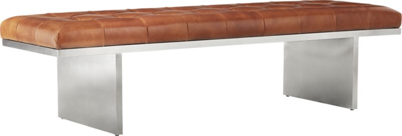 Atrium Tufted Saddle Leather Bench - Image 3