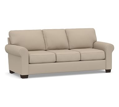 Buchanan Roll Arm Upholstered Sofa 87", Polyester Wrapped Cushions, Sunbrella(R) Performance Slub Tweed Oatmeal - Image 0