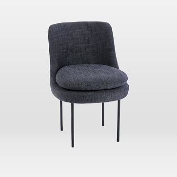 Modern Curved Dining Chair, Tweed, Salt And Pepper, Poly - Image 3