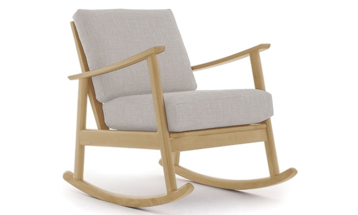 Beige Paley Mid Century Modern Rocking Chair - Prime Dove - Maple - Image 0