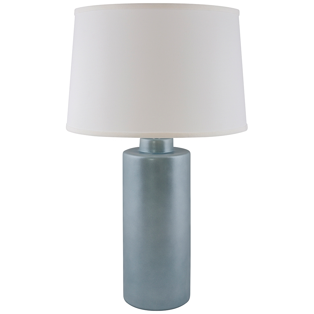 RiverCeramic Cylinder Smoke Blue Pearl Table Lamp - Image 0