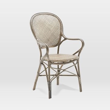 Rattan Cafe Arm Chair, Taupe Gray - Image 0