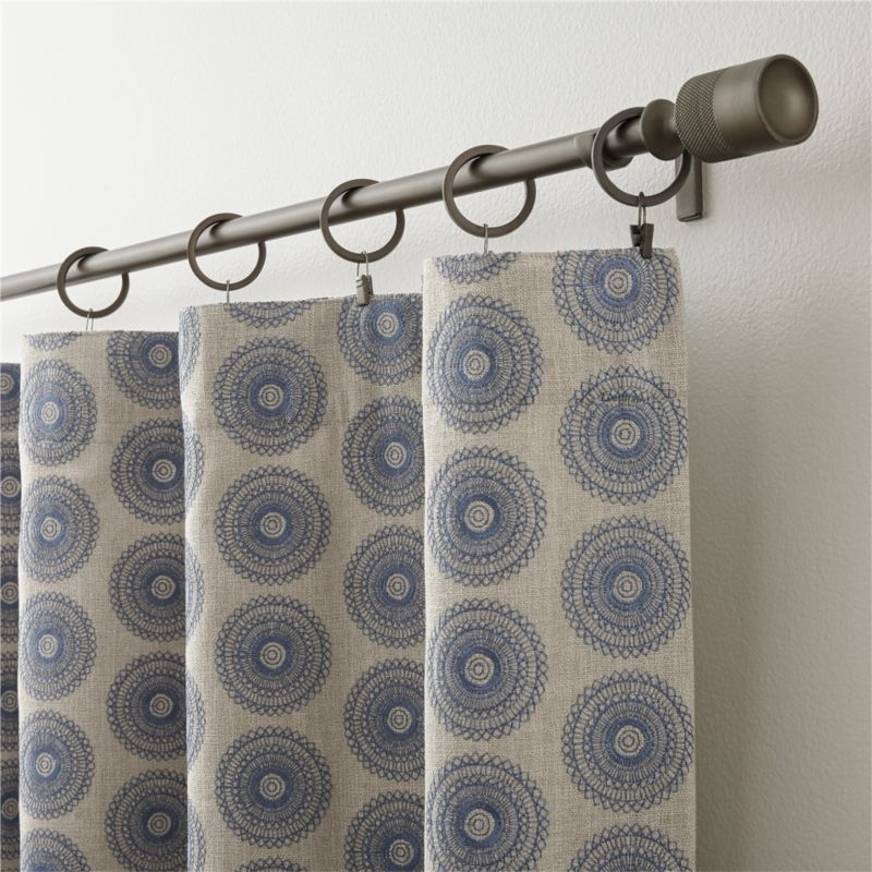 Aubrey Blue Embroidered Curtain Panel 50"x108" - Image 1