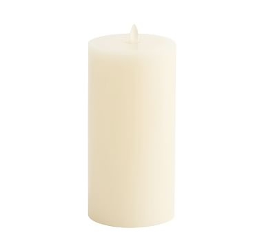 Premium Flickering Flameless Wax Pillar Candle, 3"x6" - Ivory - Image 0