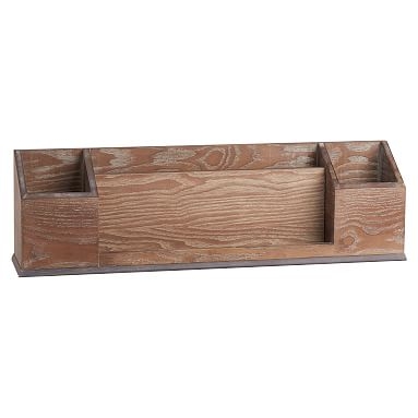 Classic Wooden Storage Caddy, Smoked Gray - Image 0
