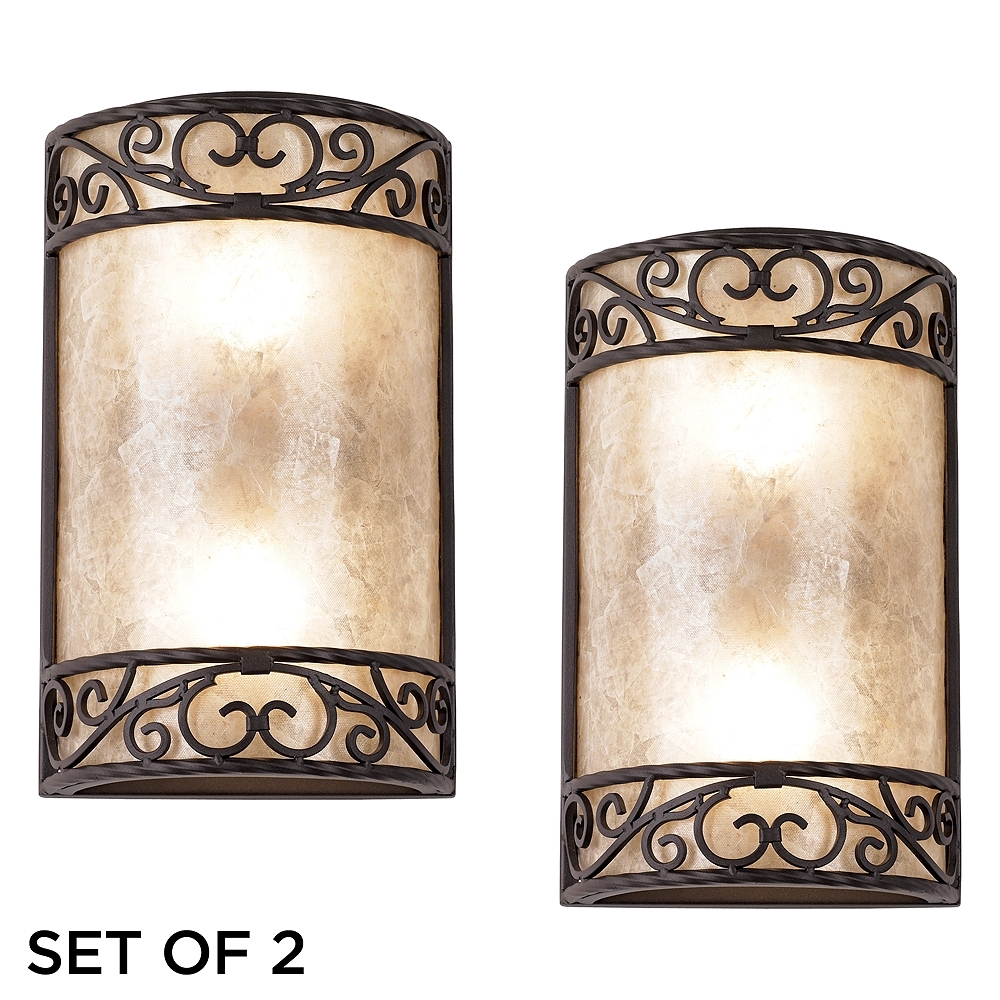 Natural Mica 12 1/2" High Wall Sconce Fixtures Set of 2 - Image 0