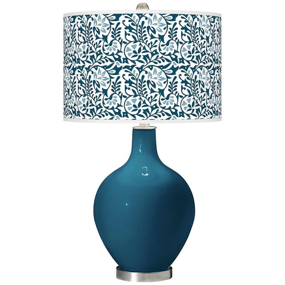Color Plus Ovo 28 1/2" High Gardenia Shade Oceanside Blue Table Lamp - Image 0