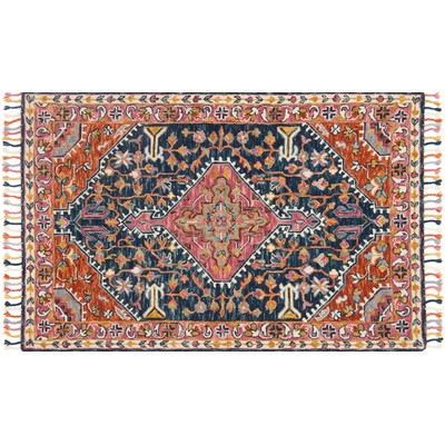 Jovany Hand-Hooked Navy/Pink Area Rug - Image 0
