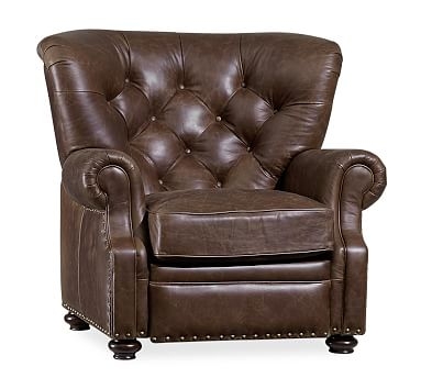 Lansing Tufted Leather Recliner, Polyester Wrapped Cushions, Statesville Molasses - Image 2