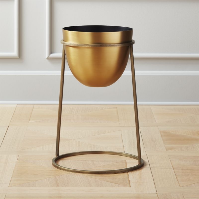 Milo Brass Planter On Stand Small - Image 2