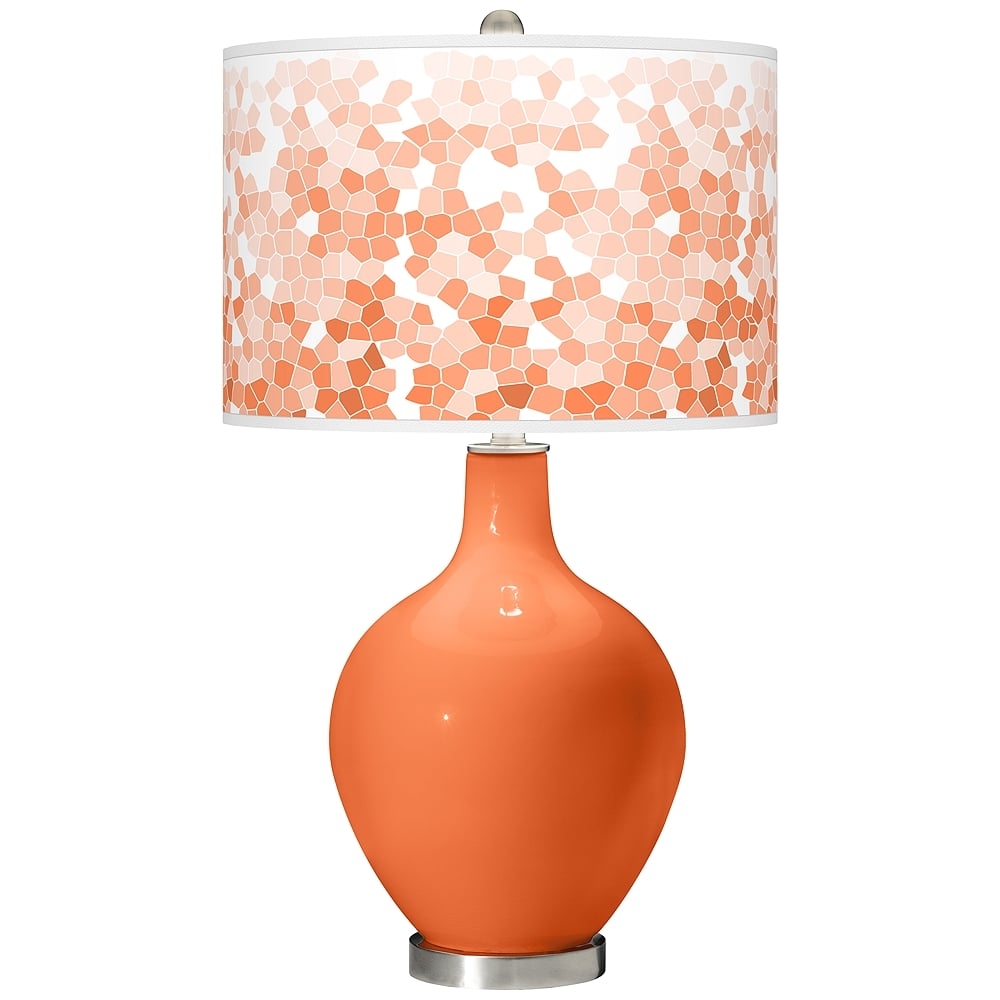 Color Plus Ovo 28 1/2" High Mosaic Shade Nectarine Orange Table Lamp - Image 0