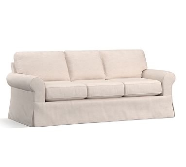 Buchanan Roll Arm Slipcovered Sofa 87", Polyester Wrapped Cushions, Textured Basketweave Flax - Image 0