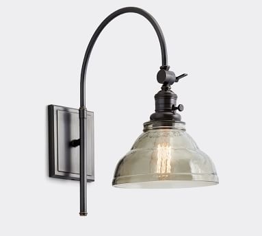 Vintage Glass Hood with Bronze Classic Arc Sconce - Image 1