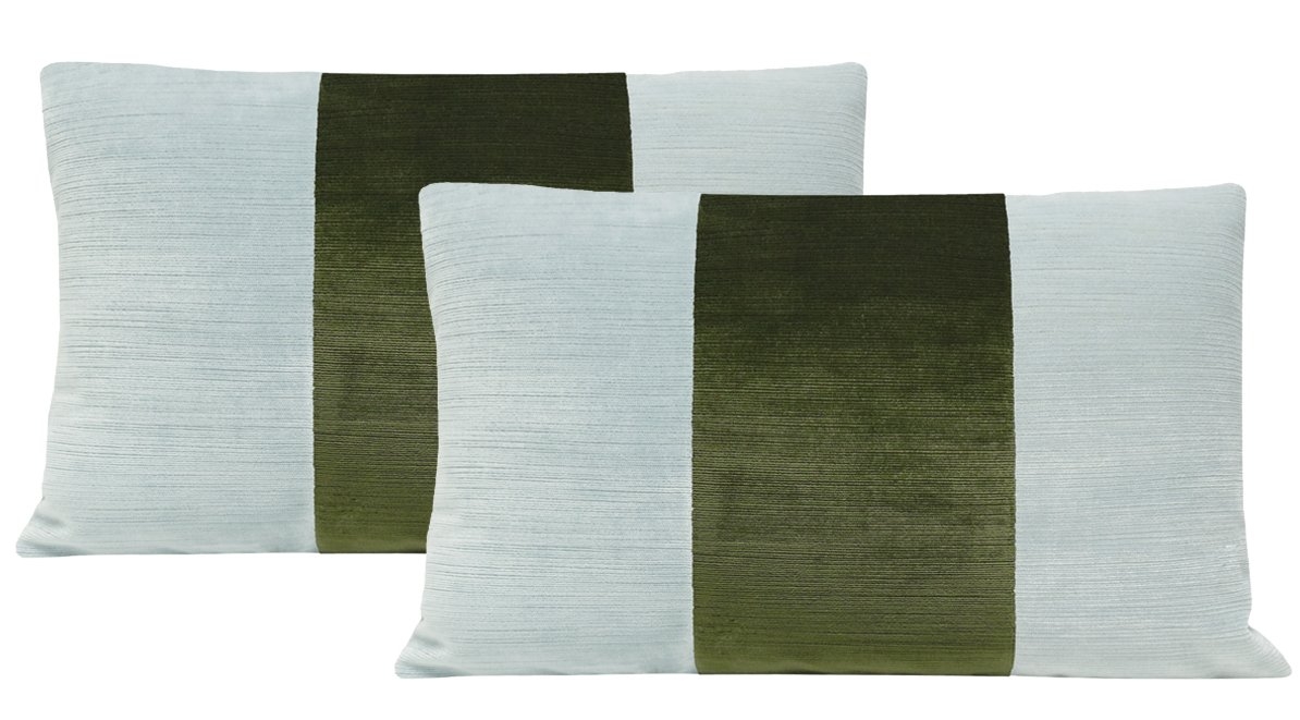 THE LITTLE LUMBAR :: STRIE VELVET // SPA BLUE + OLIVE - LITTLE LUMBAR 12" X 18" - Image 0