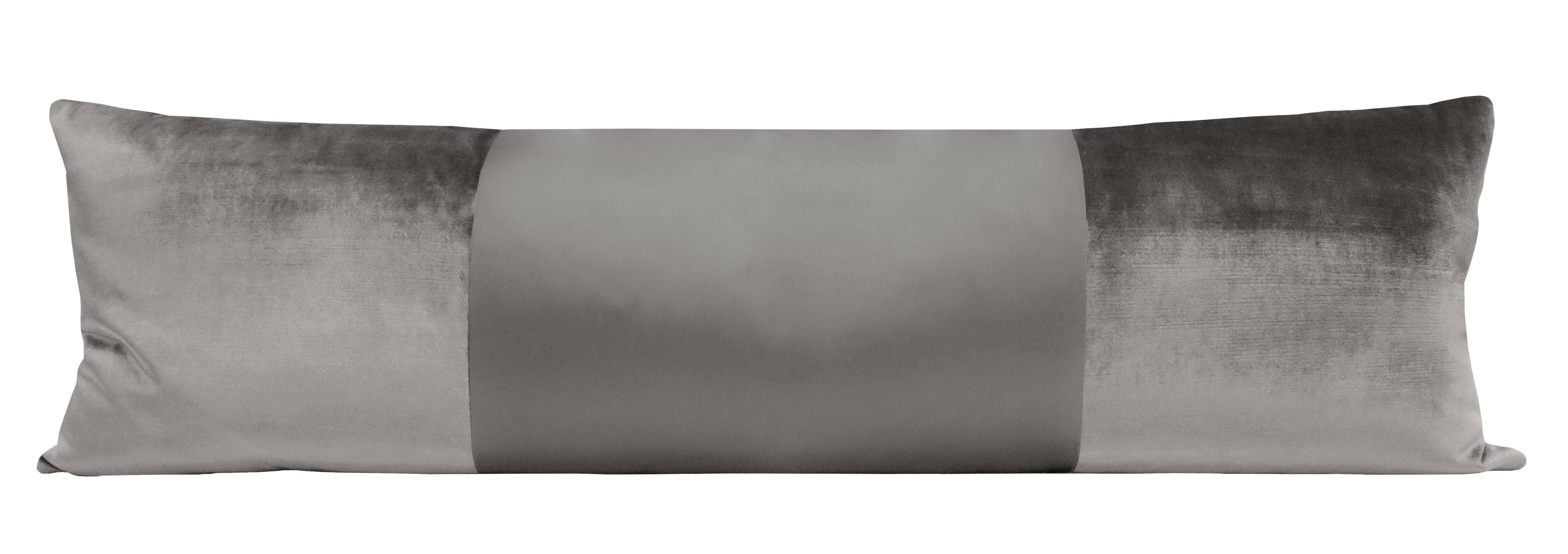 THE XL LUMBAR :: MONOCHROMATIC FAUX SILK VELVET // CHROME - 14" X 48" - Image 1