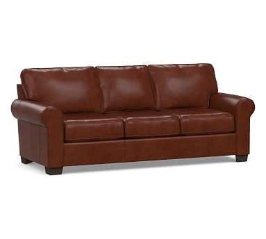 Buchanan Roll Arm Leather Grand Sofa 93.5", Polyester Wrapped Cushions, Statesville Molasses - Image 0