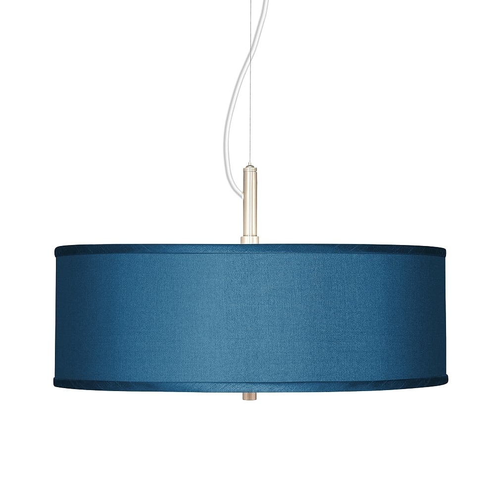 Possini Euro Blue Faux Silk 20" Wide Modern Pendant light - Image 0