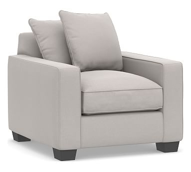 PB Comfort Square Arm Upholstered Armchair, Scatter Back Memory Foam Cushions, Microsuede Dove Gray - Image 0