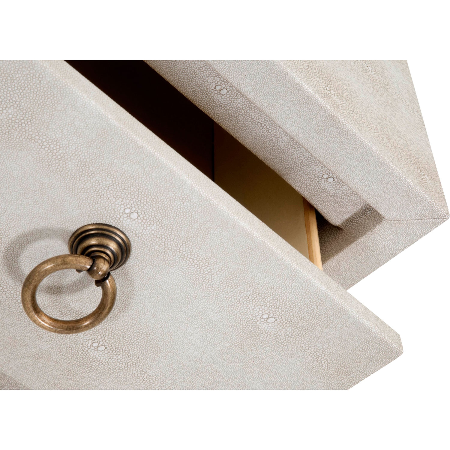 Simon Modern Classic 6-Drawer White Shagreen Bruhsed Gold Double Dresser - Image 3