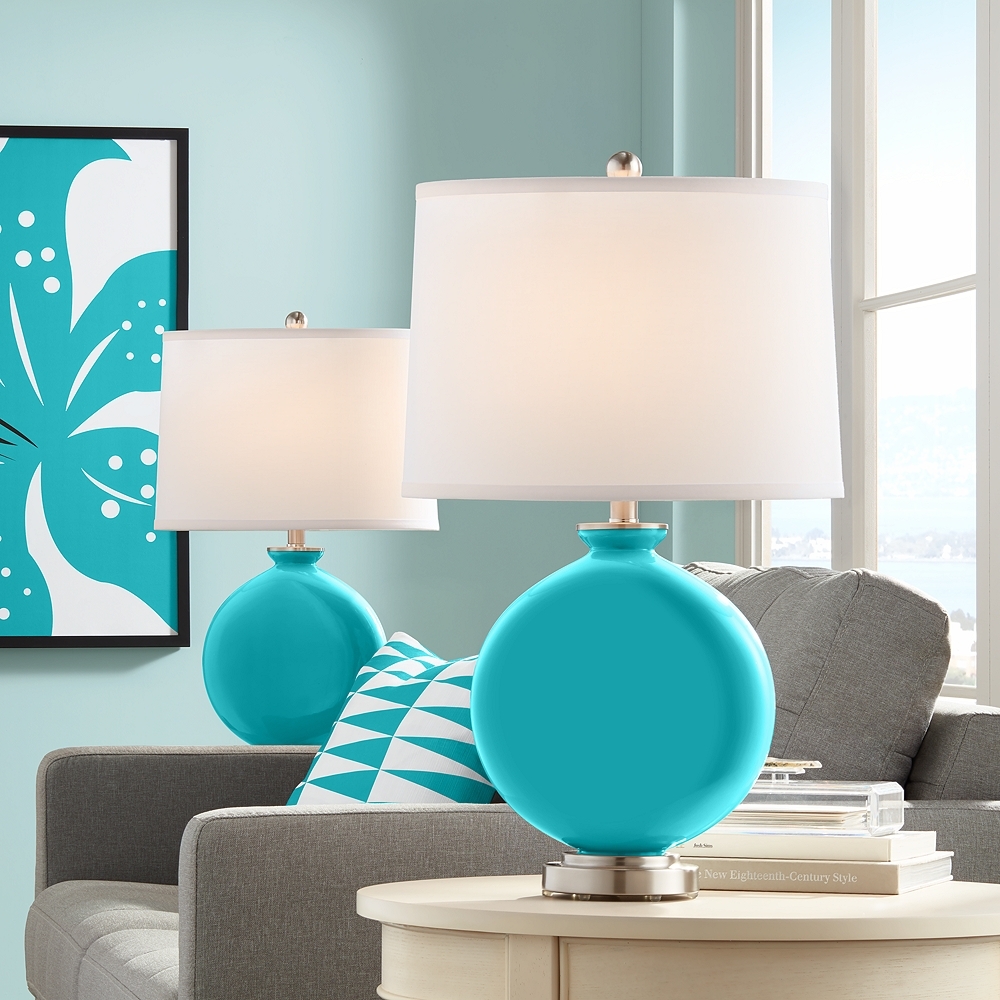 Color Plus Carrie 26 1/2" Modern Surfer Blue Table Lamps Set of 2 - Image 0