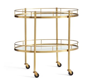 Abby Oval Bar Cart, Brass - Image 3