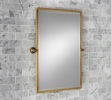 Kensington Pivot Mirror, Extra Large Rectangle, Brass finish - Image 0