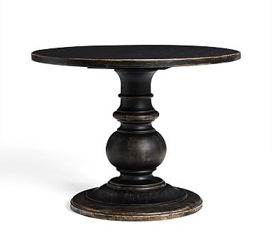 Dawson Round Pedestal Table, Weathered Black, 40" D - Image 0