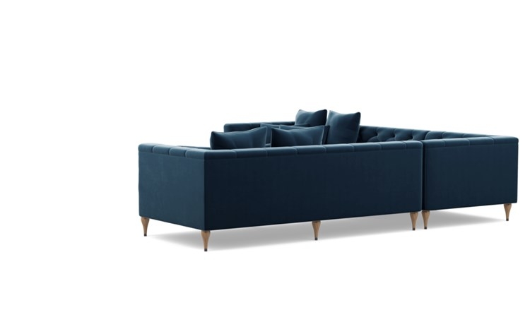 Ms. Chesterfield Corner Sectional with Blue Sapphire Fabric and Natural Oak with Antique Cap legs - Image 4