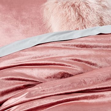 Cotton Luster Velvet Duvet, Full/Queen, Pink Grapefruit - Image 1