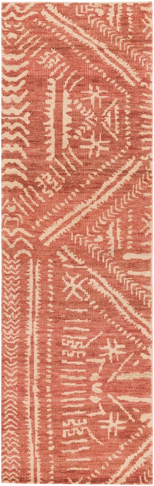 Mandela Red Indoor 2'6" x 8' Handmade Rug - Image 0